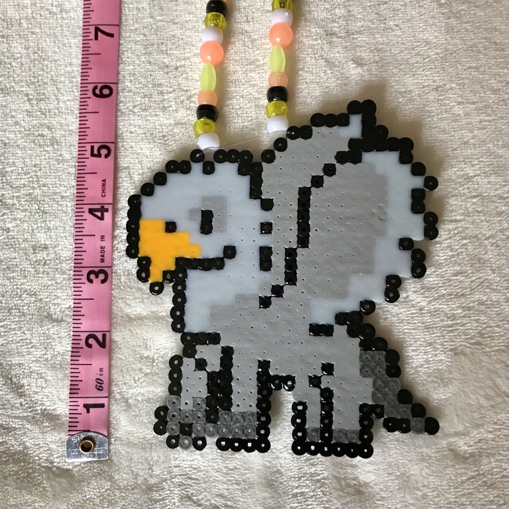 Harry Potter Rave Kandi griffin perler handmade festival necklace gray